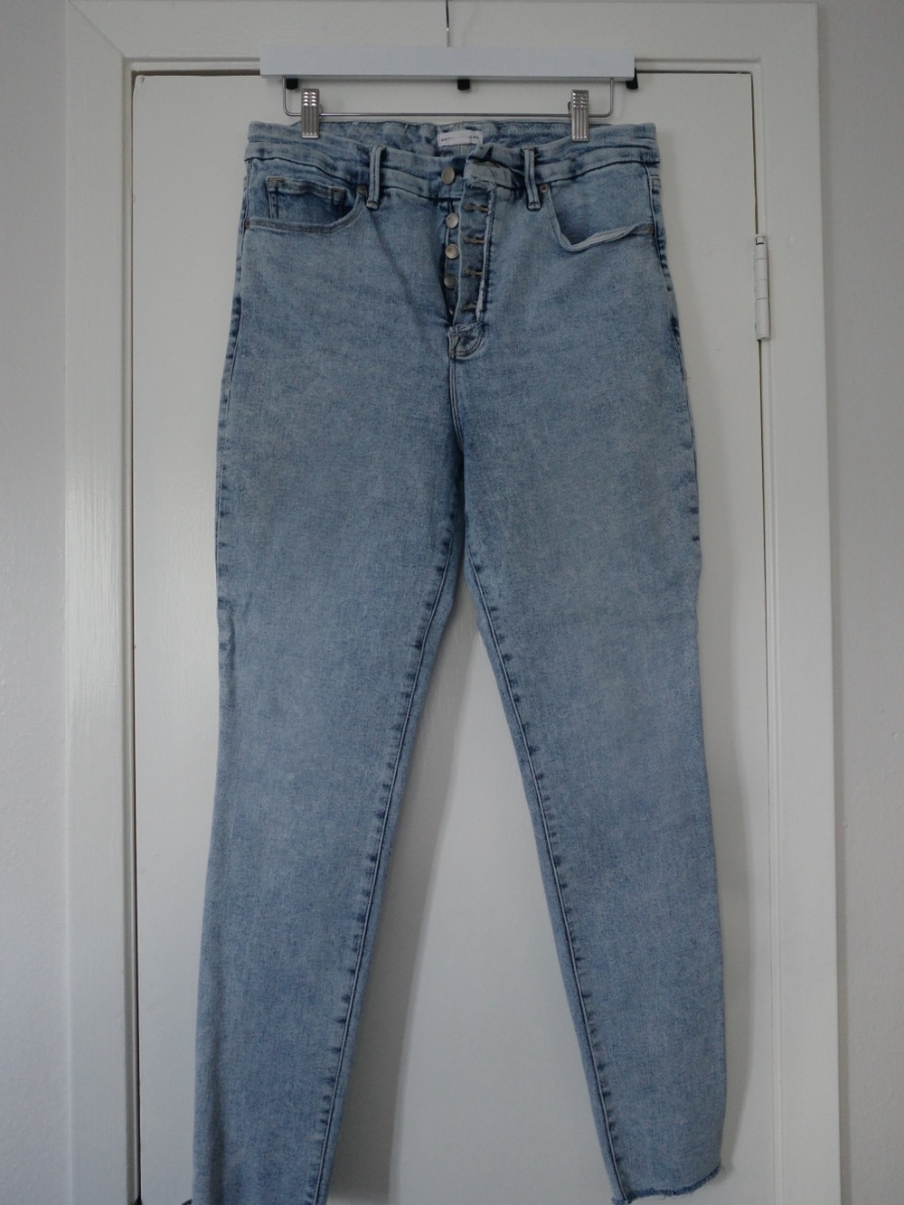 Good American Light Blue High-Rise Button-Fly Jeans